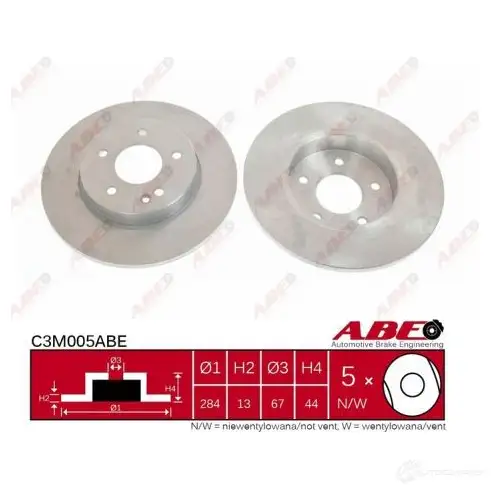 Тормозной диск ABE 5900427200333 J972O B 3340015 C3M005ABE - Изображение 1