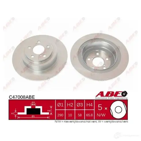 Тормозной диск ABE Y1BOWL R 62350640 5900427204386 C47008ABE изображение 0