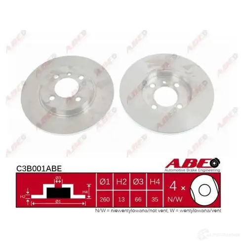 Тормозной диск ABE 3339859 DMWI 22C C3B001ABE 5900427198777 - Изображение 1