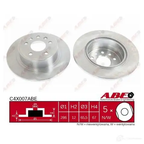 Тормозной диск ABE C4X007ABE 3340671 5900427206892 5DNT P изображение 0