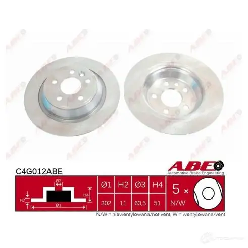 Тормозной диск ABE V 89OU87 5900427205574 3340539 C4G012ABE - Изображение 1