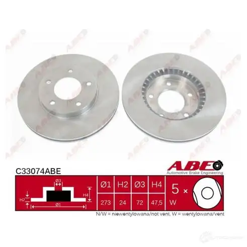 Тормозной диск ABE 5O79J Z 5900427197176 C33074ABE 3339695 - Изображение 1