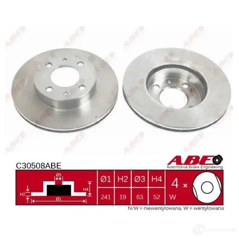 Тормозной диск ABE C30508ABE 3339510 F 8BYLUC 5900427195295 - Изображение 1