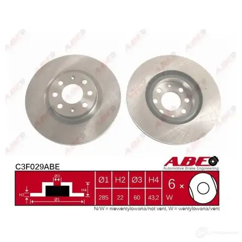 Тормозной диск ABE 5900427199668 3339946 FW JRKTW C3F029ABE - Изображение 1