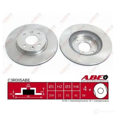 Тормозной диск ABE 3340091 5900427201095 EDKL HW C3R005ABE - Изображение 1
