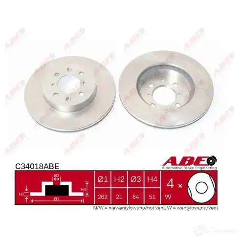 Тормозной диск ABE C34018ABE N9BLMQ E 3339719 5900427197398 - Изображение 1