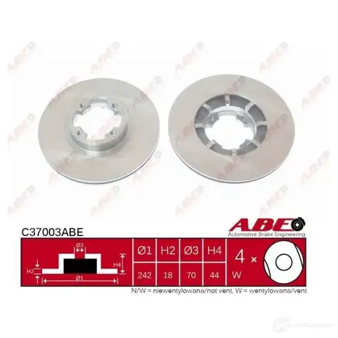 Тормозной диск ABE 5900427198128 C37003ABE 3339796 94 SRO - Изображение 1