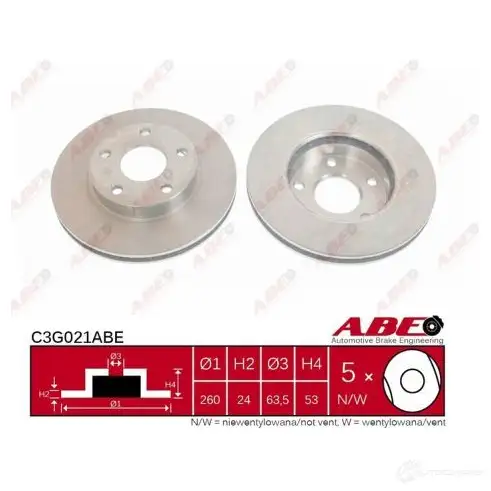 Тормозной диск ABE 3339962 C3G021ABE 5900427199828 3VSJ 3Z изображение 0