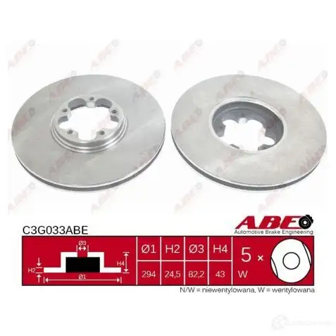 Тормозной диск ABE 3339968 5900427199880 P1NP3 72 C3G033ABE - Изображение 1
