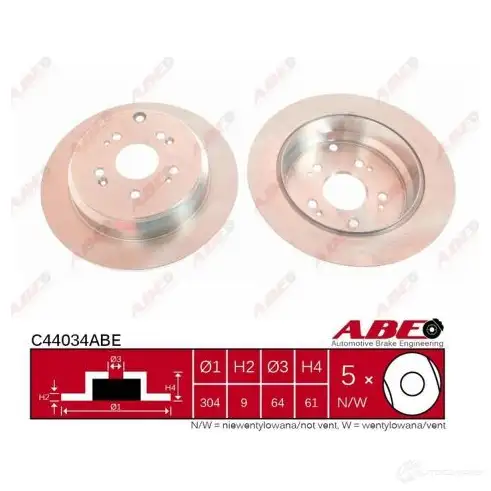 Тормозной диск ABE 3340391 KACHZ C C44034ABE 5900427204072 изображение 0