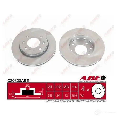 Тормозной диск ABE 5900427195042 3339486 C30308ABE 3MT NBP - Изображение 1