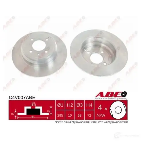 Тормозной диск ABE IQAM 1YE 3340640 5900427206588 C4V007ABE - Изображение 1