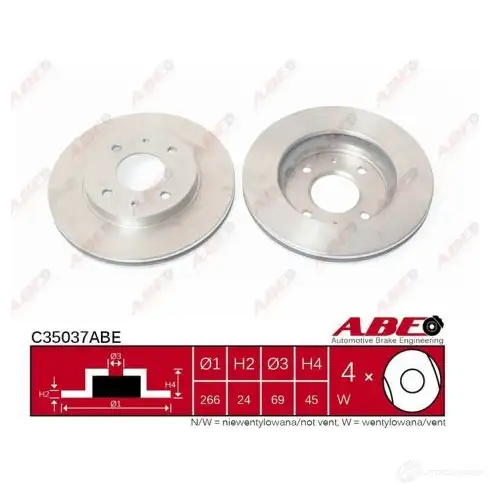 Тормозной диск ABE 5900427197862 HO2 PR22 3339769 C35037ABE - Изображение 1