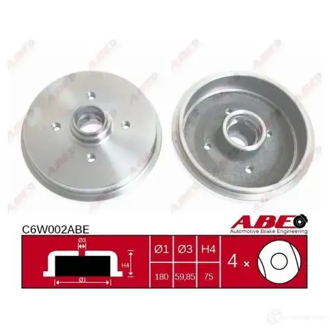 Тормозной барабан ABE C6W002ABE 3341365 MK 53Y88 5900427220508 - Изображение 1