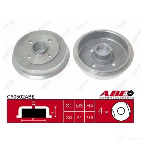 Тормозной барабан ABE 3341203 P6U2 XN C60502ABE - Изображение 1
