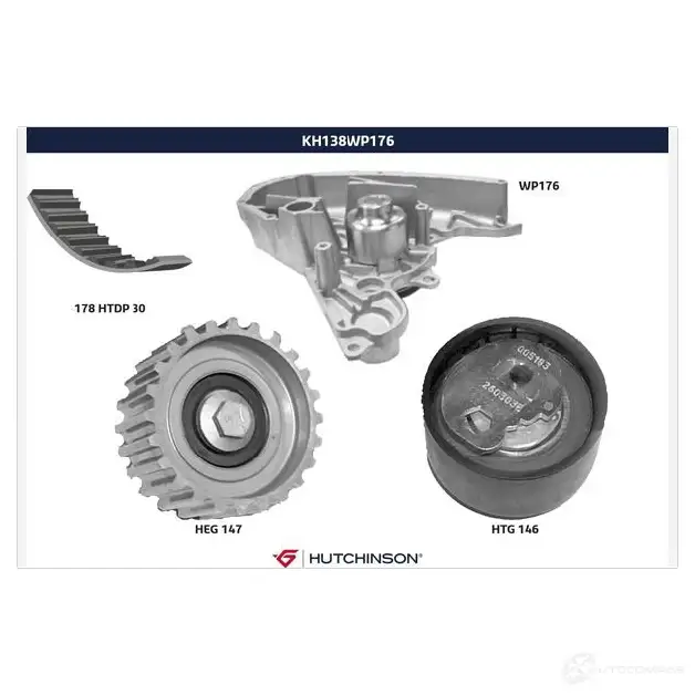 Комплект ремня грм с водяным насосом HUTCHINSON kh138wp176 3159750631396 A2WTC 3N 1220855996