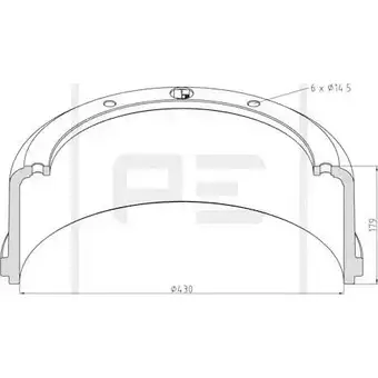 Тормозной барабан PE AUTOMOTIVE OJIP07D 724909 016.408-00A R 6SGGM8