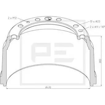 Тормозной барабан PE AUTOMOTIVE 725527 3EPY YEW 026.638-00A KLD8X изображение 0