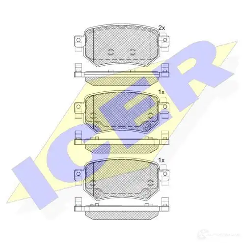 Тормозные колодки, комплект ICER 22350 182263 22 349 1509575