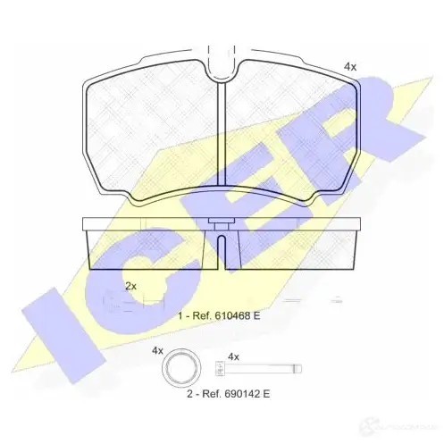 Тормозные колодки, комплект ICER 151640117 1507606 0PDD7DP 2 9123 изображение 0