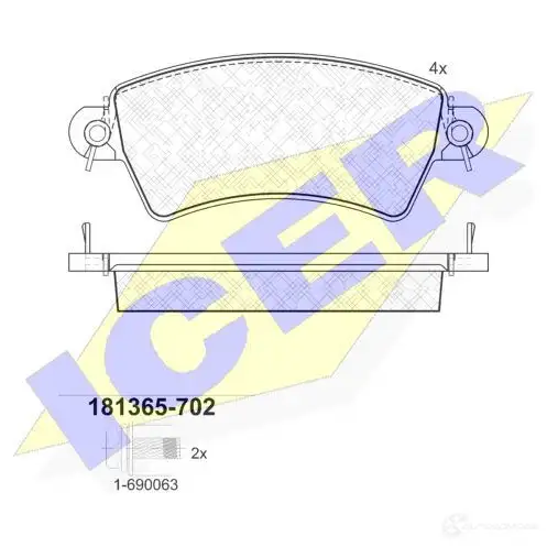 Тормозные колодки, комплект ICER 181365702 D2016-8680 2339 6 1508666