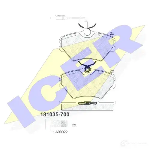 Тормозные колодки, комплект ICER 181035700 214 23 21424 1508450