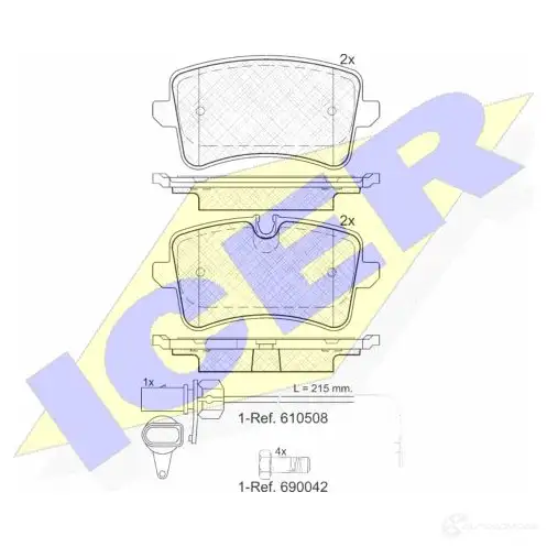 Тормозные колодки, комплект ICER 25214 246 06 1509290 181986203