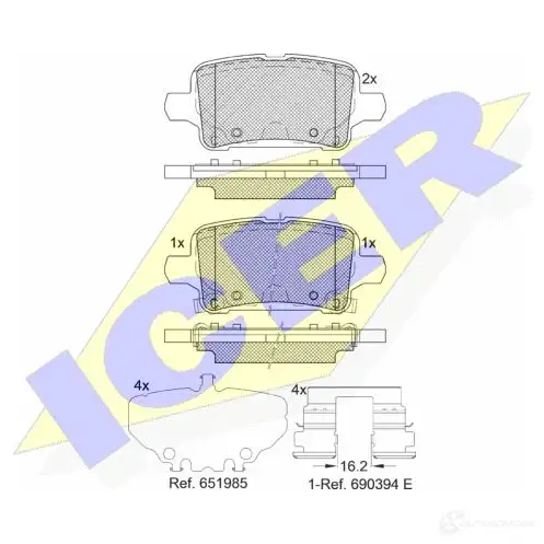 Тормозные колодки, комплект ICER 182326 1437482003 G1 X7G