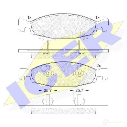 Тормозные колодки, комплект ICER 1508709 2 3336 181398 23337 изображение 0