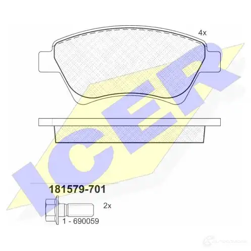 Тормозные колодки, комплект ICER 2393 0 1508853 181579701 QDOO9DD