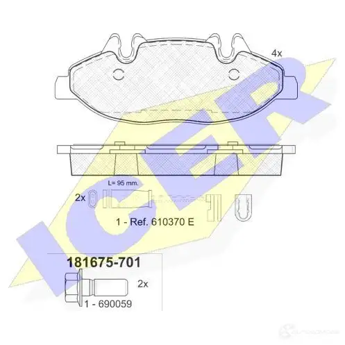 Тормозные колодки, комплект ICER 181675701 240 07 1508970 D1994-9224 изображение 0