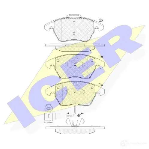 Тормозные колодки, комплект ICER 235 87 1508837 181567 23588 изображение 0