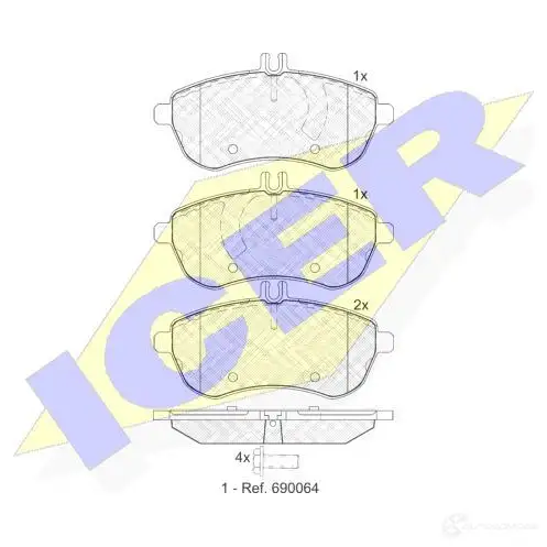 Тормозные колодки, комплект ICER 1509123 24306 24 207 181821
