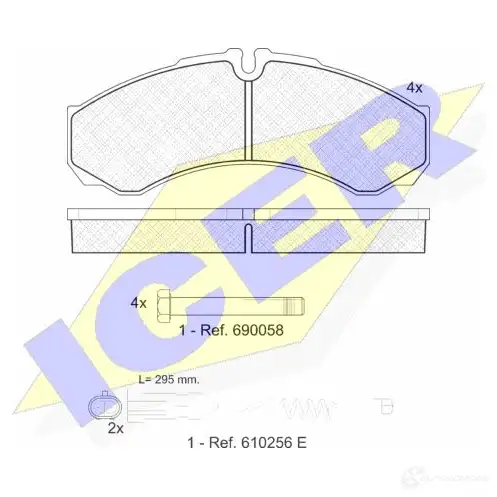 Тормозные колодки, комплект ICER 141208200 1507350 29 121 C3LDP