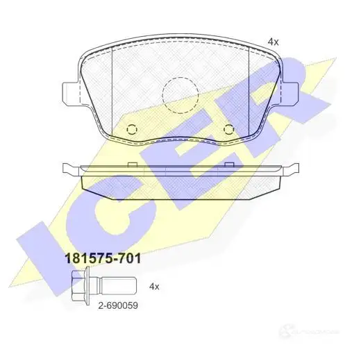 Тормозные колодки, комплект ICER ZRGBX 1508848 181575701 2358 1