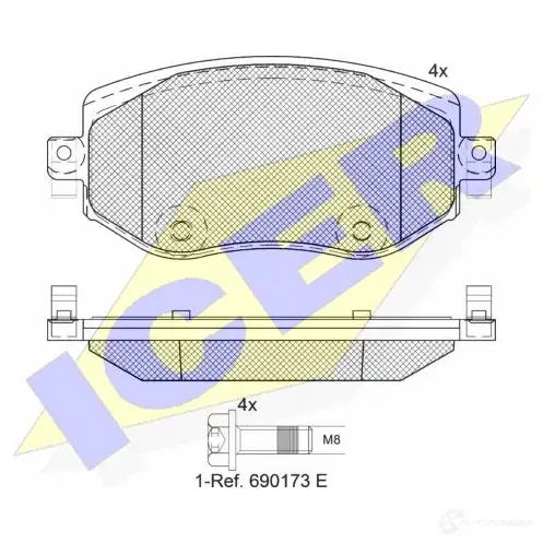 Тормозные колодки, комплект ICER 1424239827 2261 0 182292 CX7Q1 изображение 0