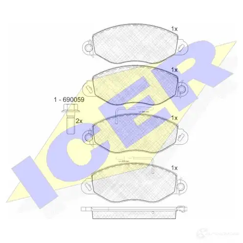 Тормозные колодки, комплект ICER 141808 1507430 23431 234 30 изображение 0