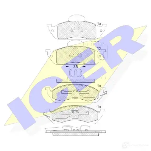 Тормозные колодки, комплект ICER 1508596 181276 21902 2190 1