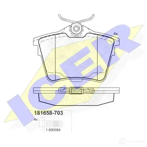 Тормозные колодки, комплект ICER 181658703 D1486-8685 1508942 2 4135