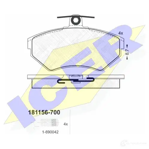 Тормозные колодки, комплект ICER 2 1944 181156700 1508524 21945