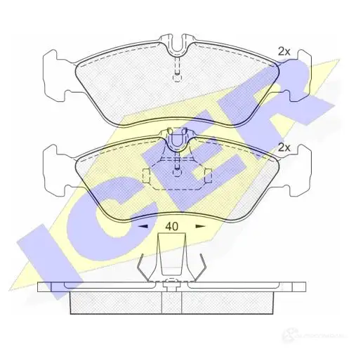 Тормозные колодки, комплект ICER 21593 141103046 2 1592 1507314 изображение 0