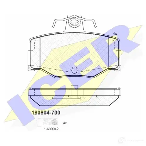 Тормозные колодки, комплект ICER 180804700 215 45 1508292 24404