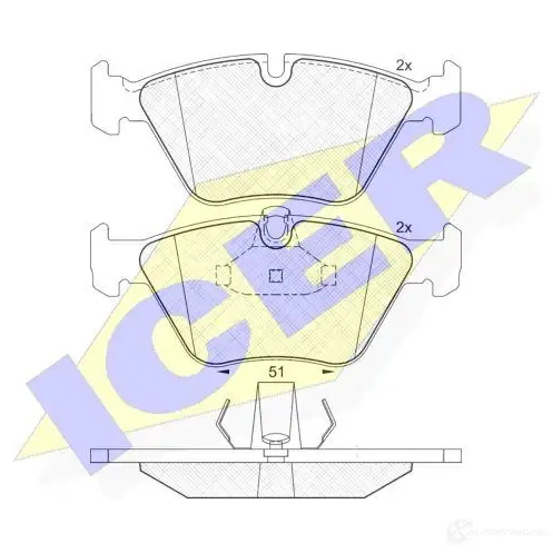 Тормозные колодки, комплект ICER 21685 1508616 181296 2167 7