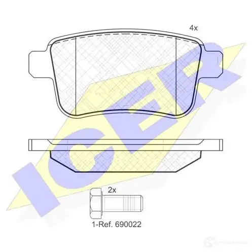Тормозные колодки, комплект ICER 2469 2 181855 1509150 D2013-9244