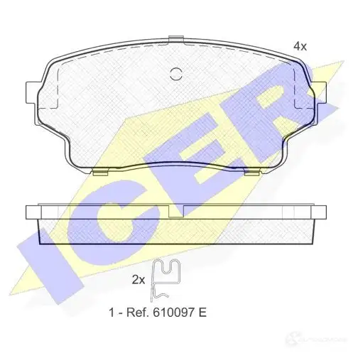 Тормозные колодки, комплект ICER 181715 1509018 2430 1 D1105-8211