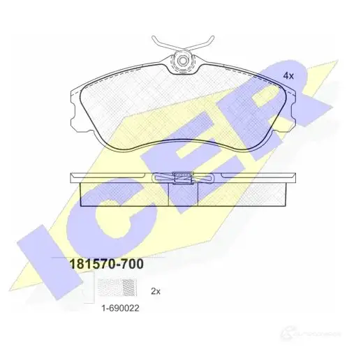 Тормозные колодки, комплект ICER R8T75M 2 3346 181570700 1508841 изображение 0