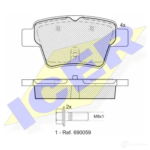 Тормозные колодки, комплект ICER D1621-8833 24 150 181729701 1509034