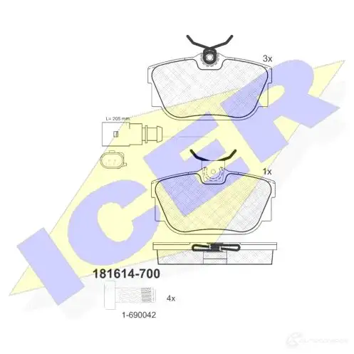 Тормозные колодки, комплект ICER 23224 1508895 181614700 2322 3