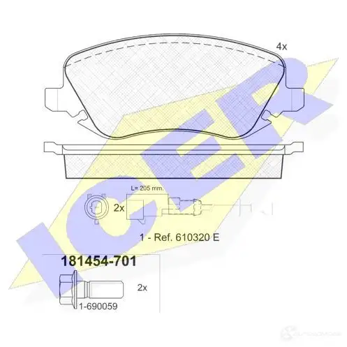 Тормозные колодки, комплект ICER 181454701 2376 1 1508765 23810
