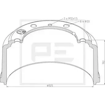 Тормозной барабан PE AUTOMOTIVE SAD0R 726881 036.416-00A NEE HAB изображение 0